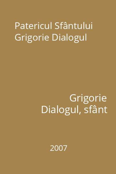 Patericul Sfântului Grigorie Dialogul