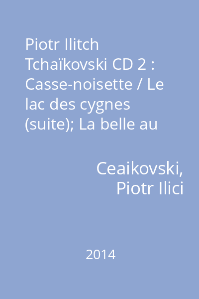 Piotr Ilitch Tchaïkovski CD 2 : Casse-noisette / Le lac des cygnes (suite); La belle au bois dormant (suite)