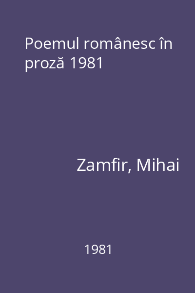 Poemul românesc în proză 1981