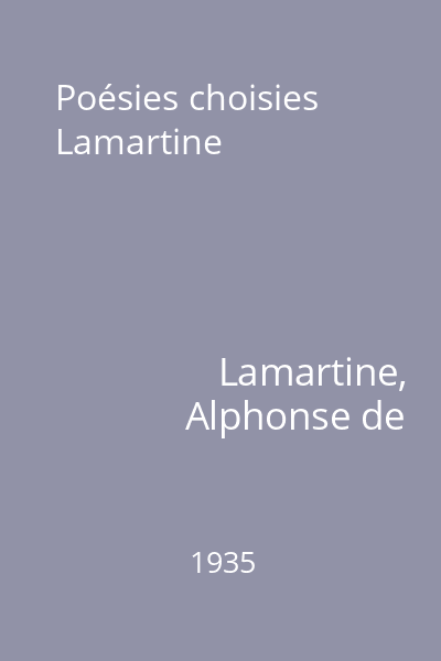 Poésies choisies Lamartine