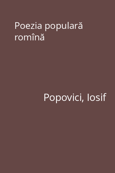 Poezia populară romînă