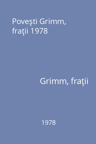 Poveşti Grimm, fraţii 1978