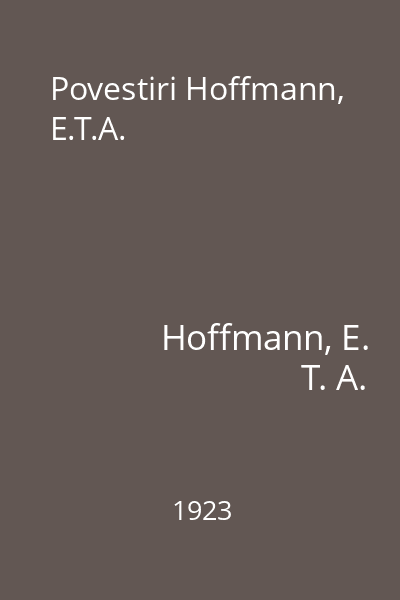 Povestiri Hoffmann, E.T.A.
