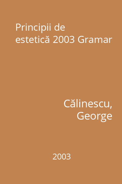 Principii de estetică 2003 Gramar