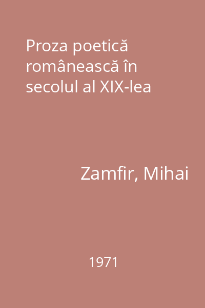 Proza poetică românească în secolul al XIX-lea
