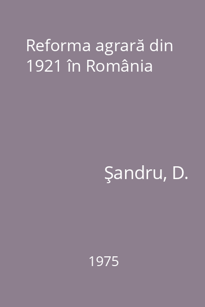 Reforma agrară din 1921 în România