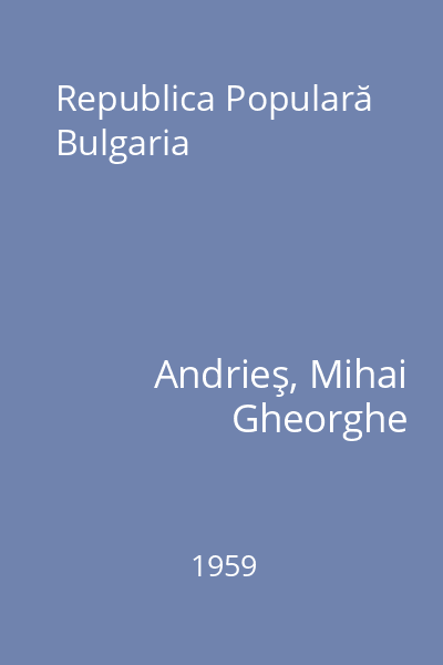 Republica Populară Bulgaria