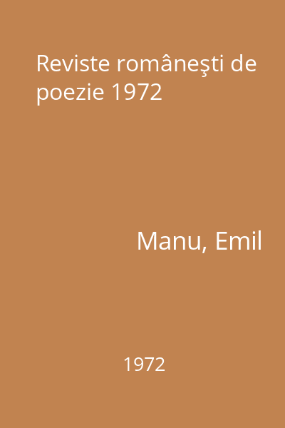 Reviste româneşti de poezie 1972