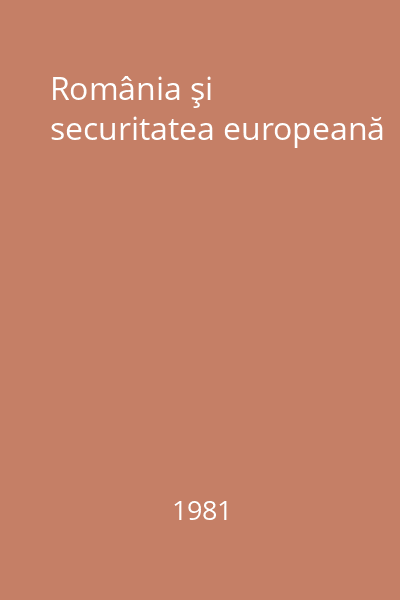 România şi securitatea europeană