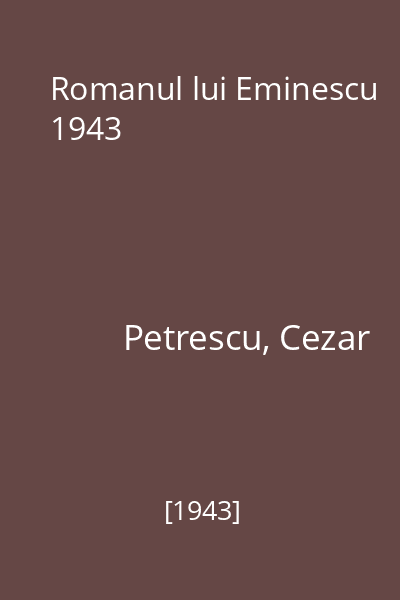 Romanul lui Eminescu 1943