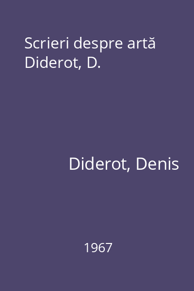 Scrieri despre artă Diderot, D.