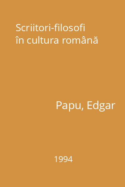 Scriitori-filosofi în cultura română
