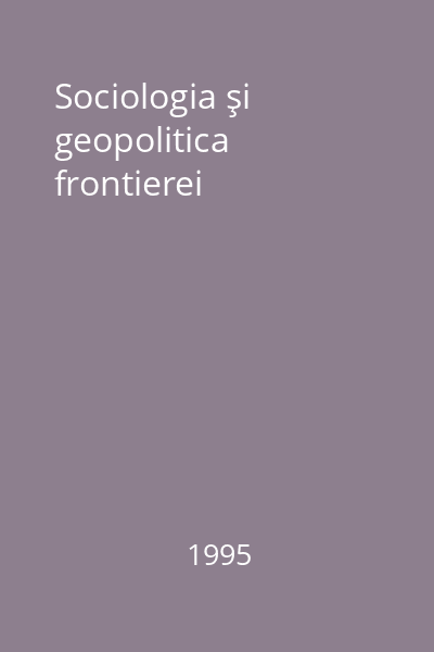 Sociologia şi geopolitica frontierei