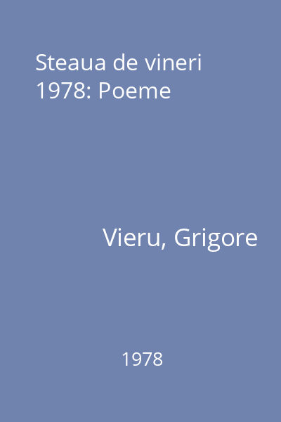 Steaua de vineri 1978: Poeme