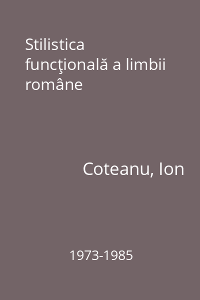 Stilistica funcţională a limbii române