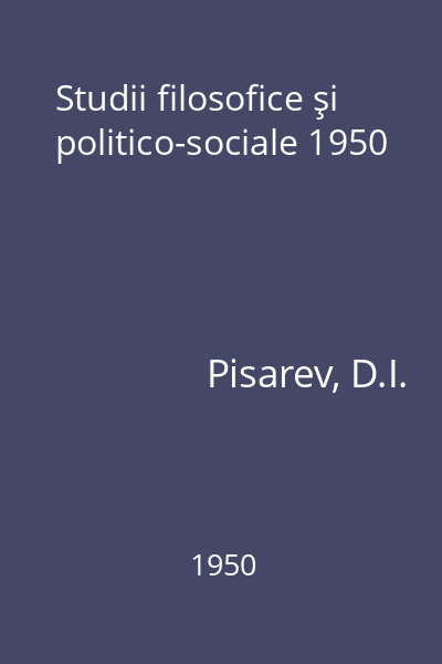 Studii filosofice şi politico-sociale 1950