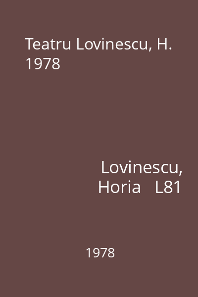 Teatru Lovinescu, H. 1978