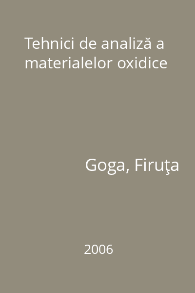 Tehnici de analiză a materialelor oxidice
