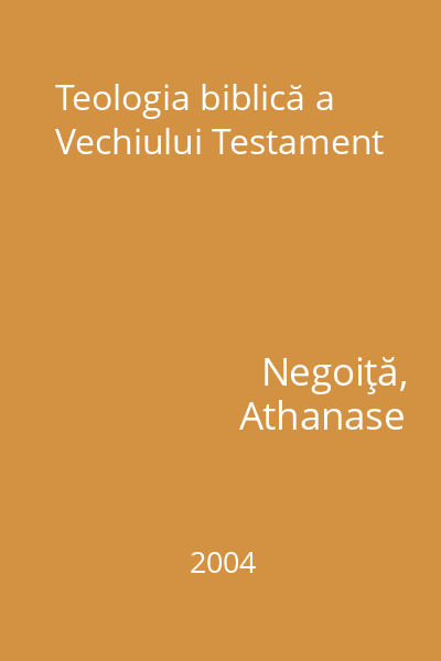Teologia biblică a Vechiului Testament