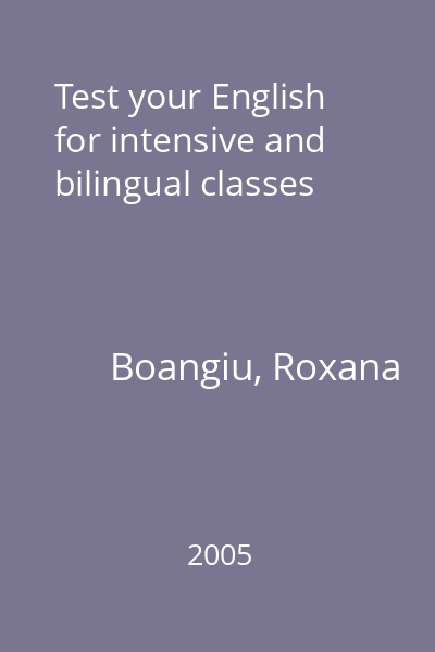 Test your English for intensive and bilingual classes