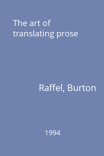 The art of translating prose