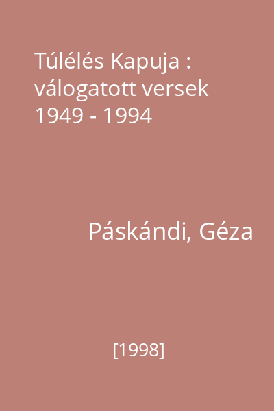 Túlélés Kapuja : válogatott versek 1949 - 1994
