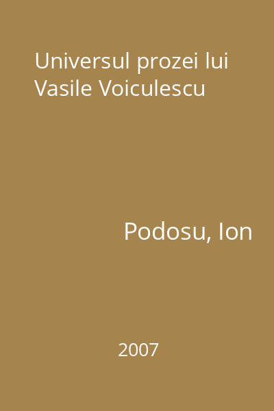 Universul prozei lui Vasile Voiculescu