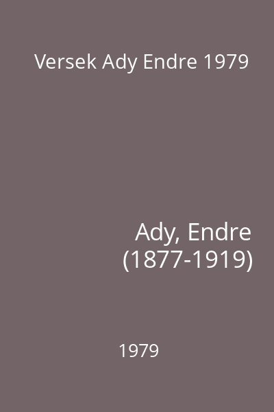 Versek Ady Endre 1979