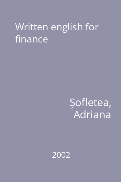 Written english for finance