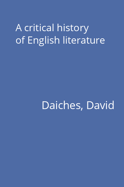A critical history of English literature