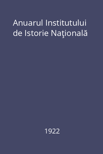 Anuarul Institutului de Istorie Naţională