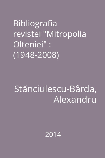Bibliografia revistei "Mitropolia Olteniei"