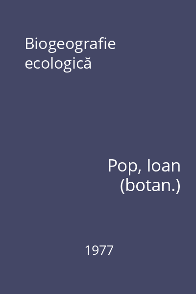 Biogeografie ecologică