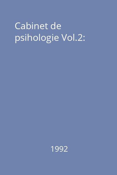 Cabinet de psihologie Vol.2: