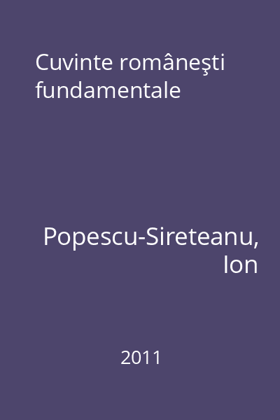Cuvinte româneşti fundamentale