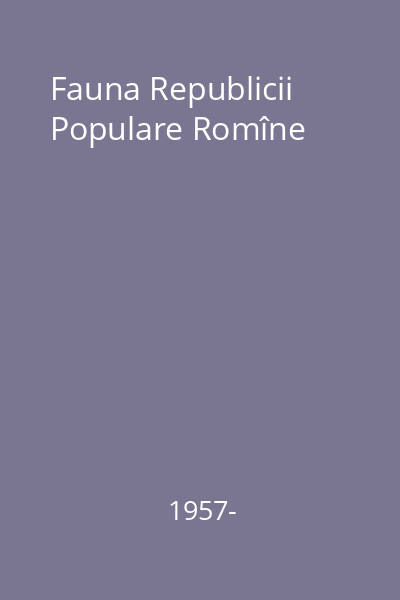 Fauna Republicii Populare Romîne