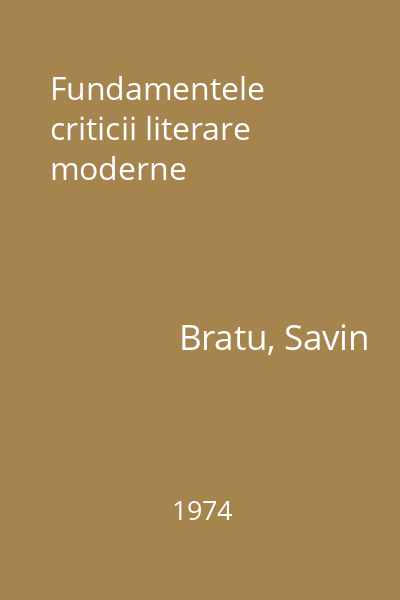 Fundamentele criticii literare moderne