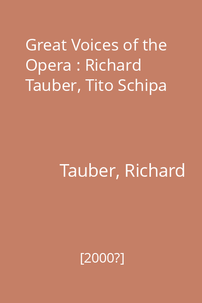 Great Voices of the Opera : Richard Tauber, Tito Schipa