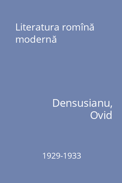 Literatura romînă modernă