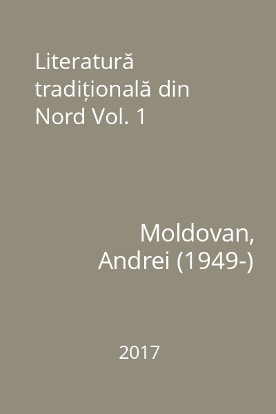 Literatură tradițională din Nord Vol. 1