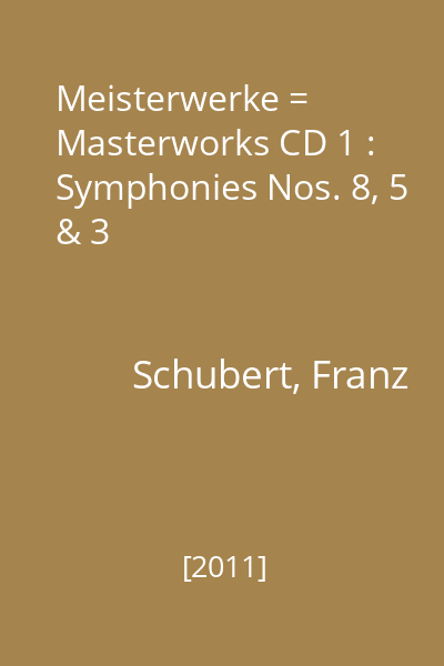 Meisterwerke = Masterworks CD 1 : Symphonies Nos. 8, 5 & 3