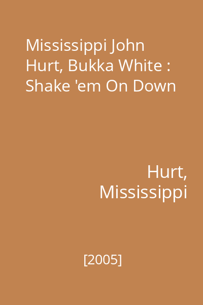 Mississippi John Hurt, Bukka White : Shake 'em On Down