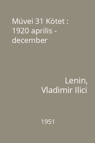 Müvei 31 Kötet : 1920 aprilis - december