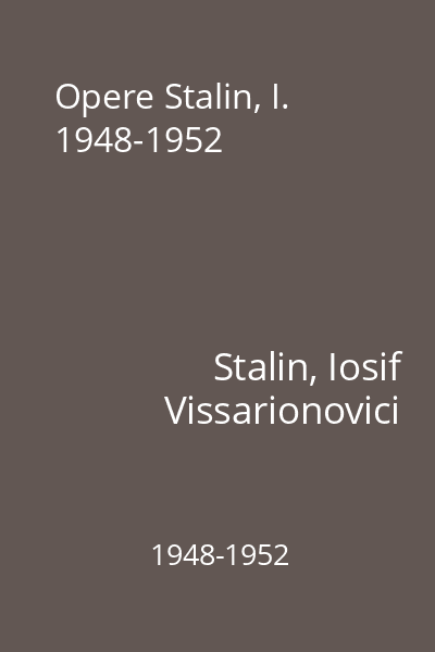 Opere Stalin, I. 1948-1952