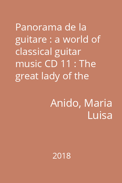 Panorama de la guitare : a world of classical guitar music CD 11 : The great lady of the guitar : Maria Luisa Anido