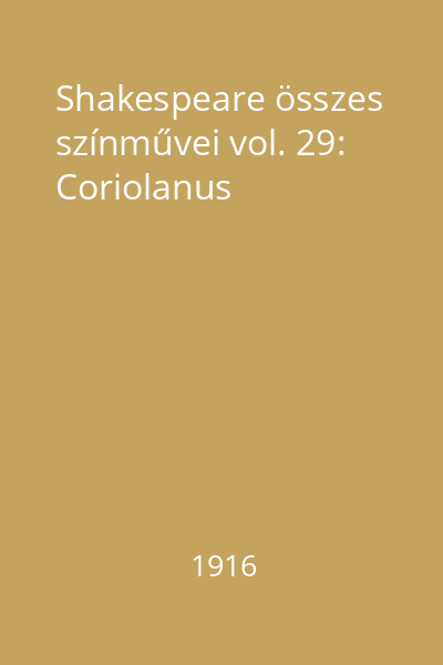 Shakespeare összes színművei vol. 29: Coriolanus