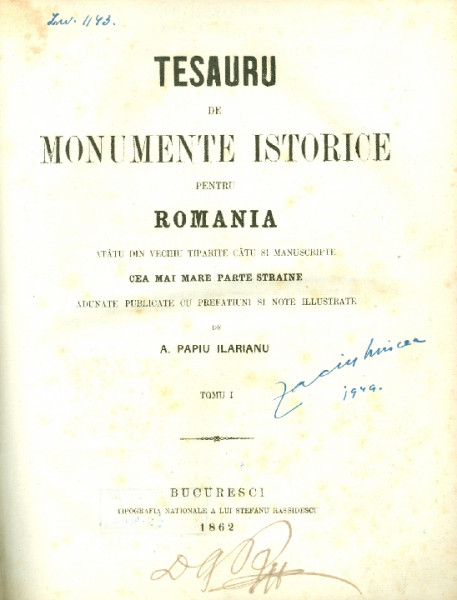 Tesauru de monumente istorice pentru România Tom I: