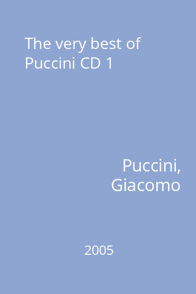 The very best of Puccini CD 1