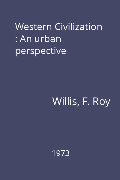 Western Civilization : An urban perspective