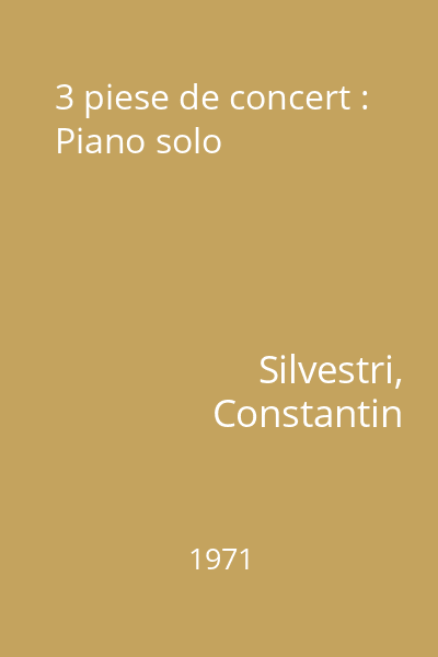 3 piese de concert : Piano solo